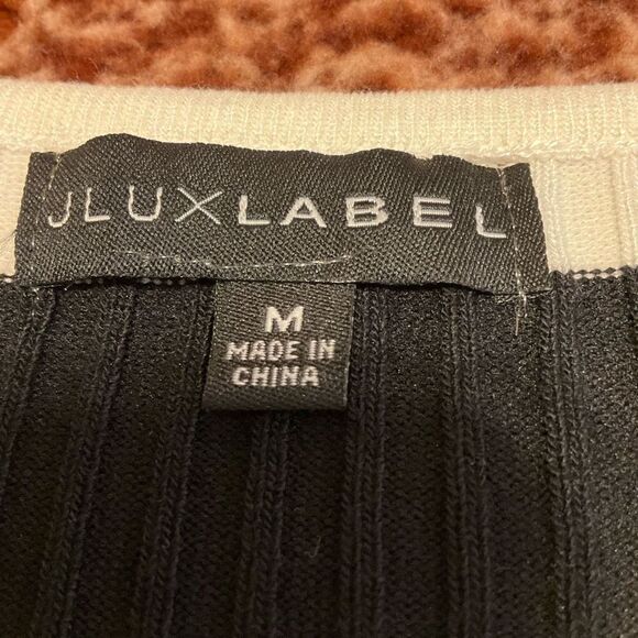 JLUXLABEL Distressed Cropped Ribbed Breton Striped Top, M. - Picture 9 of 10